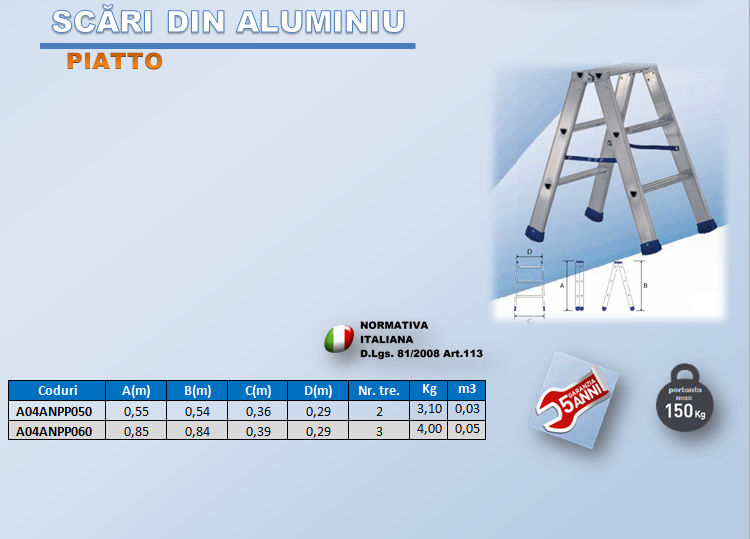 scara din aluminiu model PIATTO